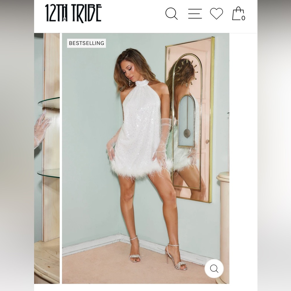 12th Tribe RAELYNN MINI DRESS WITH FEATHER TRIM